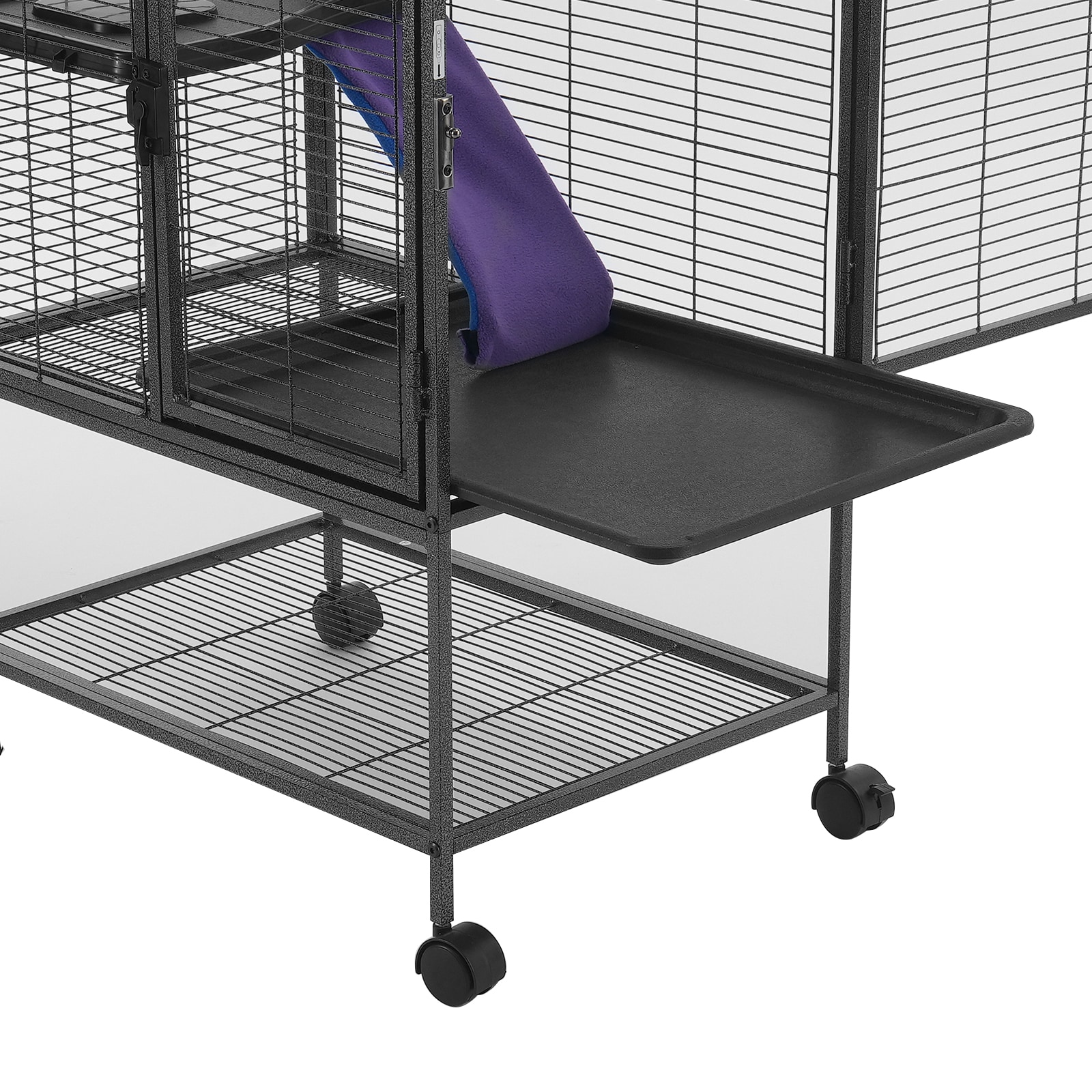 34" Metal Small Animal Cage 2-Tier Rolling Ferret Cage With Tray A Ramp_maomaolike.com